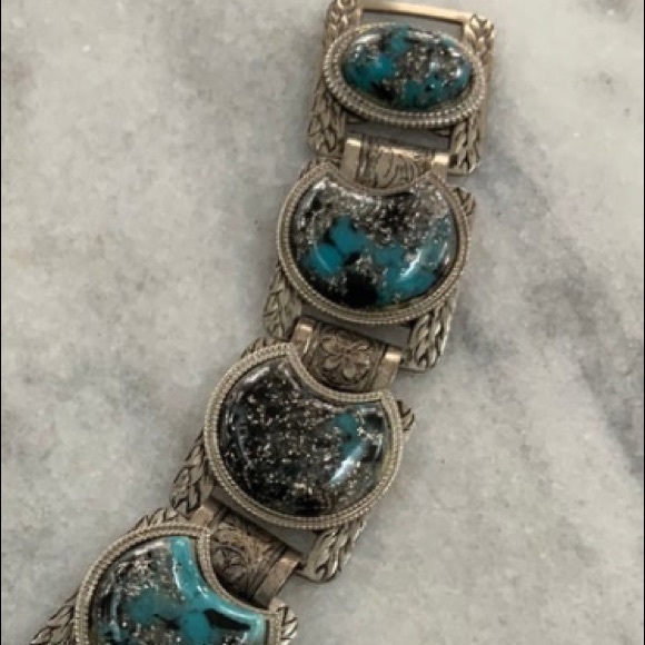 VTG 50s Glitter Confetti Lucite Western Bracelet - Picture 5 of 5